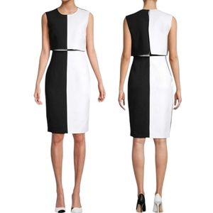 NWT Toccin NY Color Block Overlay Sheath Dress Size 14